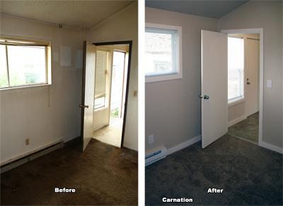Carnation bedroom before and after